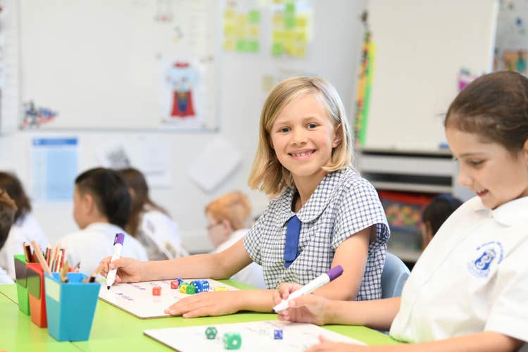 Junior students working in the classroom