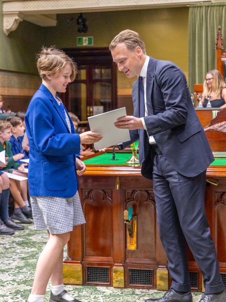 Student and James Griffin MP at the Bear Pit
